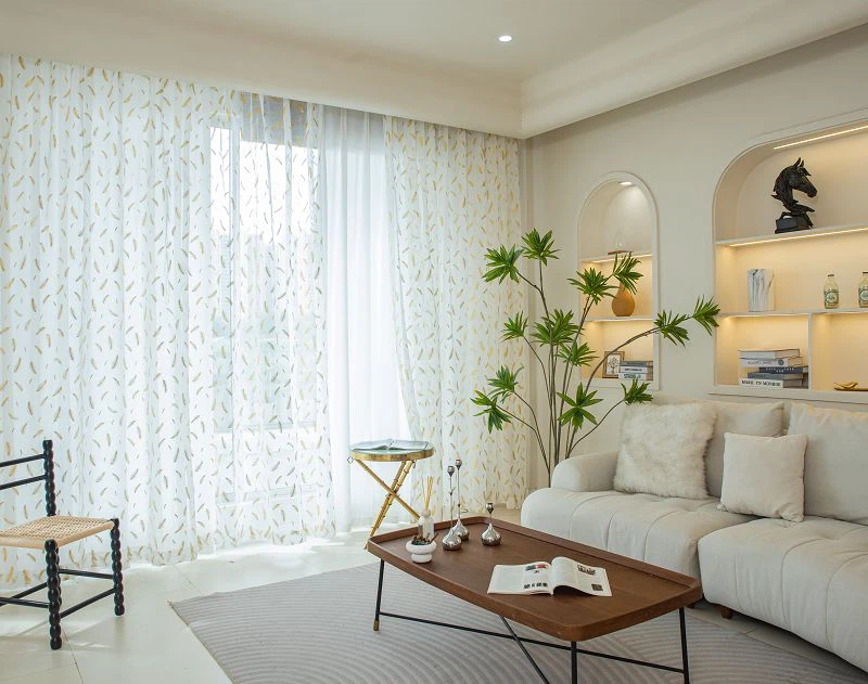 Doli Fabric Paravan cu pene și folie aurie