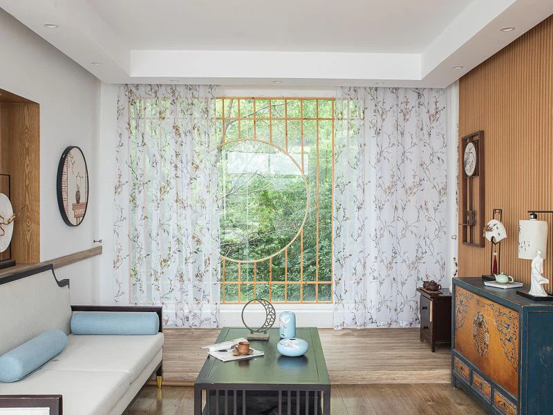 Paravan Doli Fabric cu imprimeu cu flori de prun