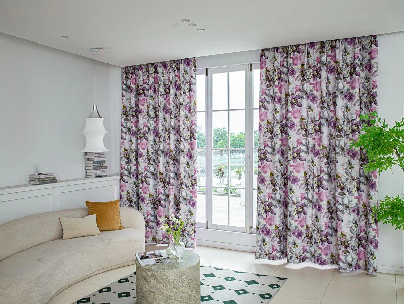 Țesătură de perdea de in Millet cu imprimeu cu crini